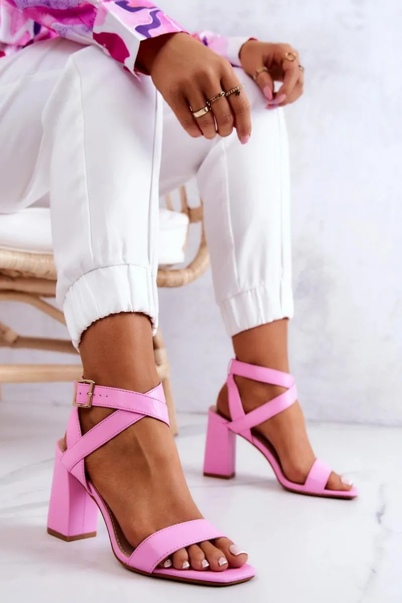 Sandały Na Obcasie>Boto Eleganckie Sandały Na Słupku Różowe Michele