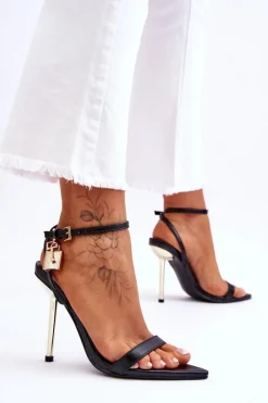 Sale Boto Eleganckie Sandały Na Szpilce Z Ozdobami Czarne Zaria