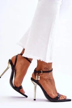 Sale Boto Eleganckie Sandały Na Szpilce Z Ozdobami Czarne Zaria