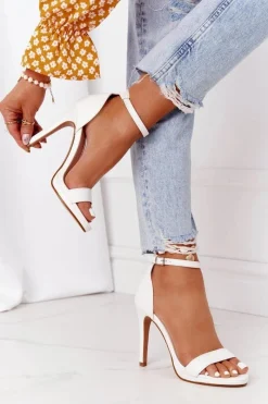 Sandały Na Obcasie>Boto Eleganckie Sandały Na Szpilce Białe Glamour