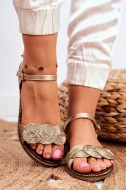 Clearance Damskie buty S.Barski Eleganckie Sandały S.Barski GD-53 Złote