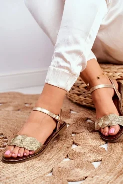 Clearance Damskie buty S.Barski Eleganckie Sandały S.Barski GD-53 Złote