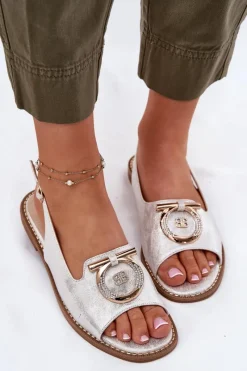 Sandały Płaskie><noscript><img width=