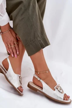 Sandały Płaskie><noscript><img width=