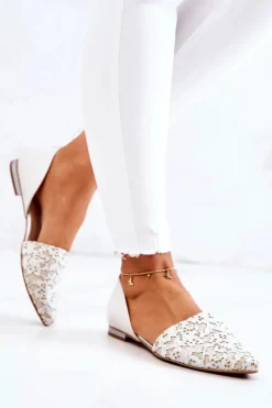 New Laura Messi Eleganckie Skórzane Baleriny 1110 Beżowe