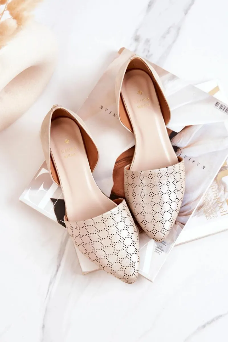 Hot Eleganckie Skórzane Baleriny 1110 Złote Benzynowe Damskie Baleriny Skórzane|Baleriny Klasyczne