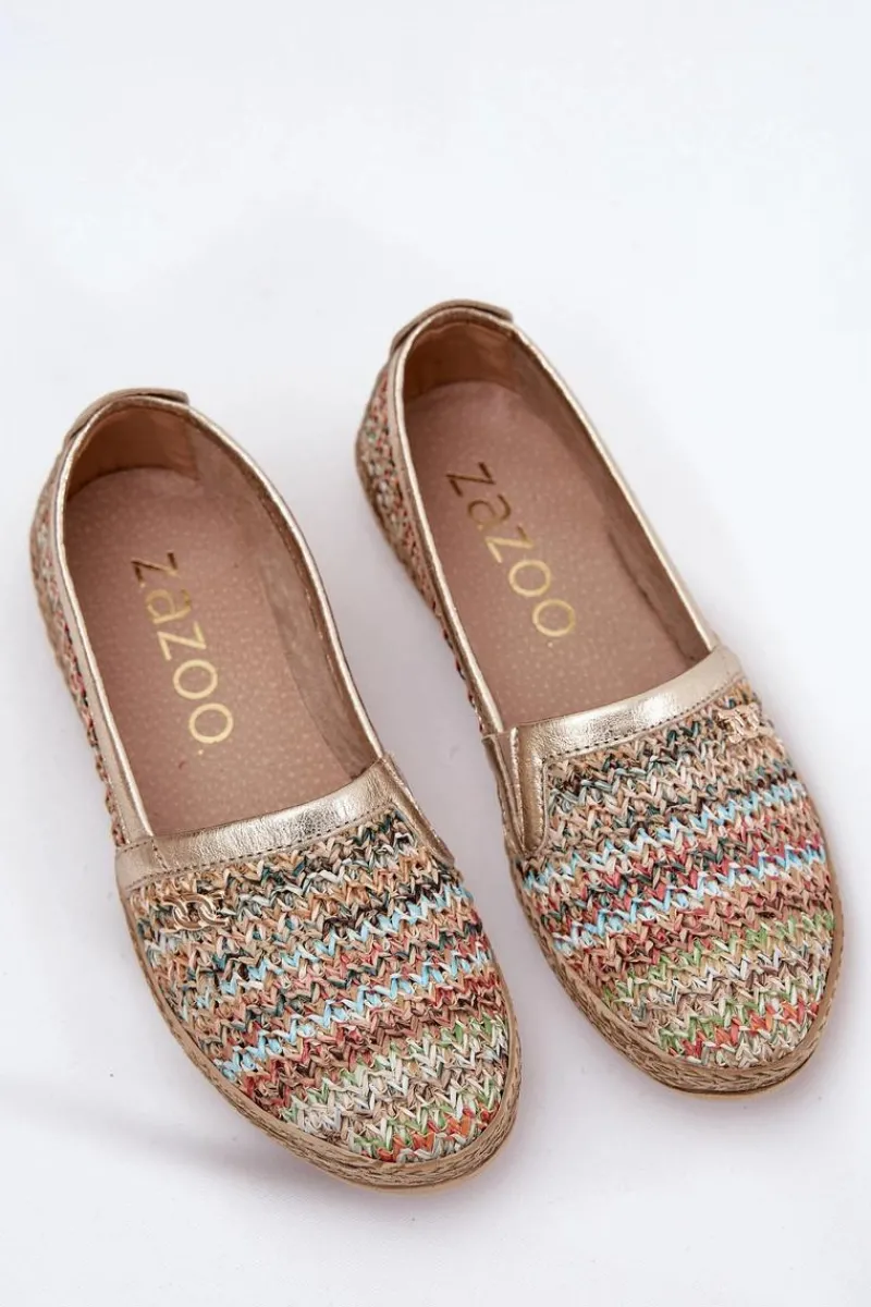 Espadryle Na Platformie>Zazoo Eleganckie Skórzane Espadryle Z Plecionką 10178 Multikolor Wielokolorowy