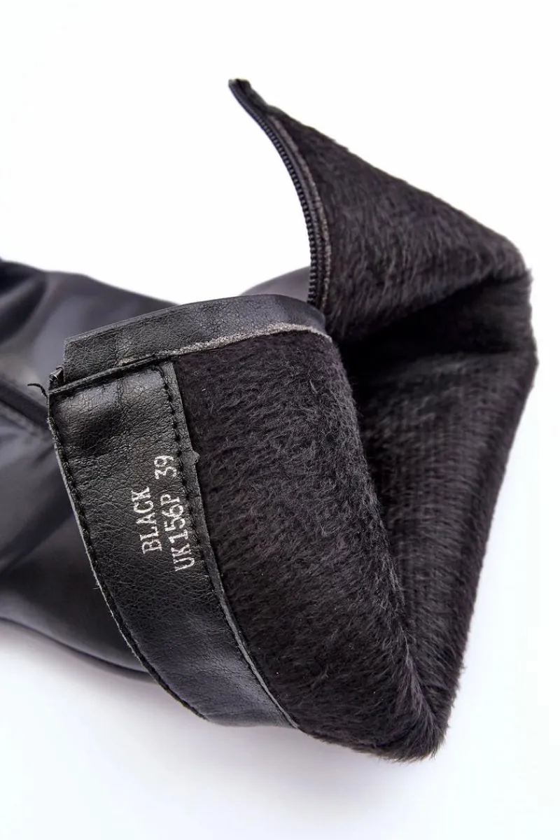 New Eleganckie Skórzane Kozaki Przed Kolano Na Słupku Czarne Felsha Damskie Kozaki Przed Kolano|Kozaki Na Obcasie