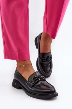 Loafersy Damskie|Mokasyny Płaskie>Buty damskie Vinceza Eleganckie Skórzane Mokasyny Damskie Czarne Triana Czarny