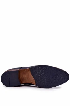 Online Boto Eleganckie Skórzane Półbuty Bednarek 684 Granatowe