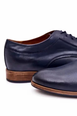 Online Boto Eleganckie Skórzane Półbuty Bednarek 684 Granatowe