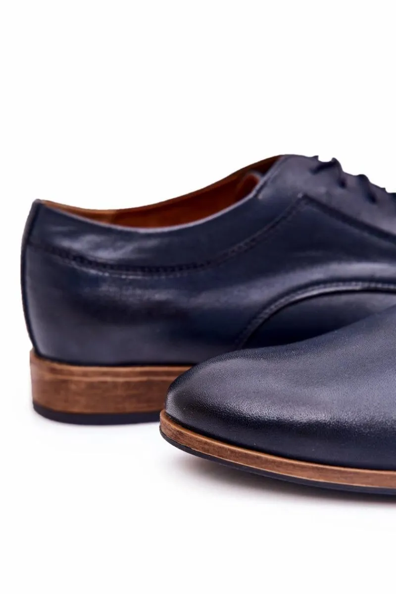 Online Boto Eleganckie Skórzane Półbuty Bednarek 684 Granatowe