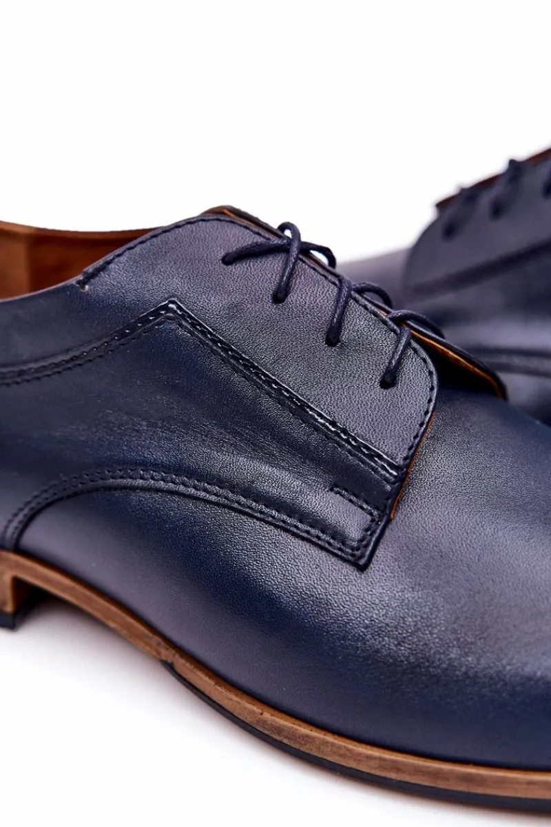 Online Boto Eleganckie Skórzane Półbuty Bednarek 684 Granatowe