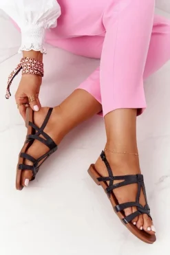 Sandały Płaskie><noscript><img width=