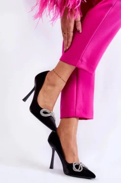 New Boto Eleganckie Szpilki Z Kokardą Czarne Alyssa