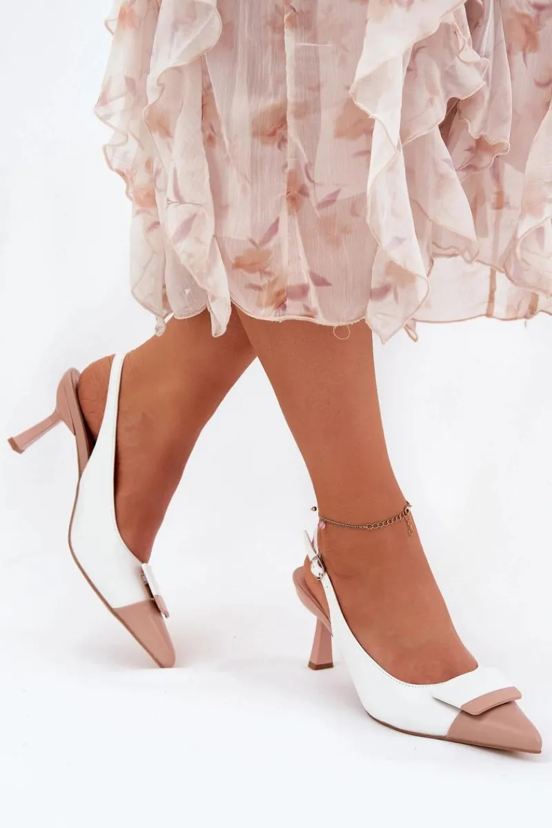 Clearance Boto Eleganckie Szpilki Z Ozdobą Eko Skórzane Białe Ottoles Biały