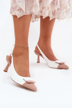 Clearance Boto Eleganckie Szpilki Z Ozdobą Eko Skórzane Białe Ottoles Biały