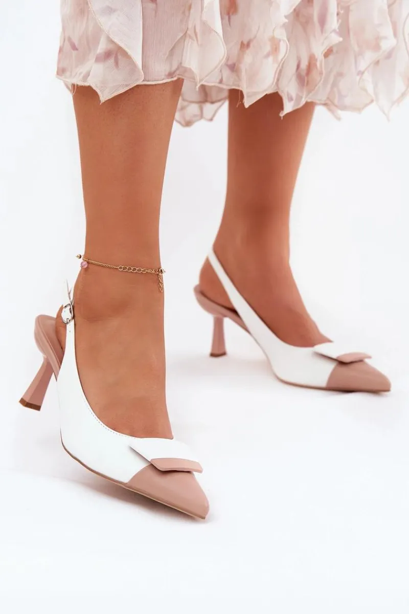 Clearance Boto Eleganckie Szpilki Z Ozdobą Eko Skórzane Białe Ottoles Biały