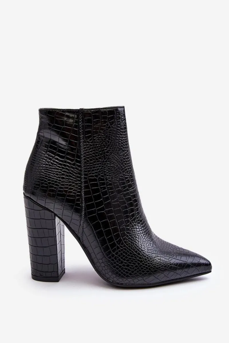Botki Na Słupku|Czarne Botki>Boto Eleganckie Wężowe Botki Na Słupku Czarne Dante