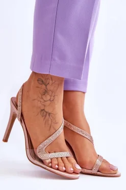 Sale Boto Eleganckie Wsuwane Sandałki Na Obcasie Nude Colima