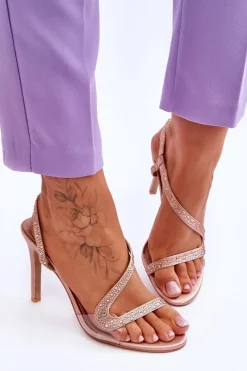 Sale Boto Eleganckie Wsuwane Sandałki Na Obcasie Nude Colima