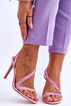 Best Eleganckie Wsuwane Sandałki Na Obcasie Różowe Colima Damskie Sandały Na Obcasie