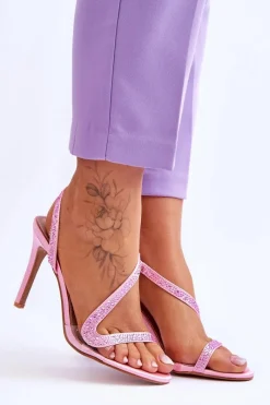 Best Eleganckie Wsuwane Sandałki Na Obcasie Różowe Colima Damskie Sandały Na Obcasie