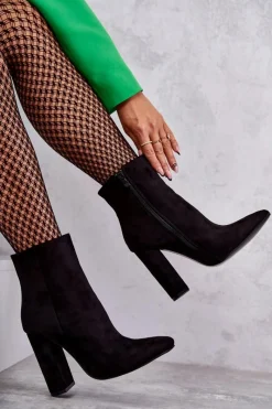 Online Boto Eleganckie Zamszowe Botki Na Słupku Czarne Ettany