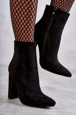 Online Boto Eleganckie Zamszowe Botki Na Słupku Czarne Ettany