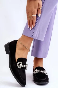 Eleganckie Zamszowe Mokasyny Czarne Aliya Damskie Mokasyny Damskie Zamszowe