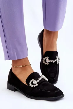 Eleganckie Zamszowe Mokasyny Czarne Aliya Damskie Mokasyny Damskie Zamszowe