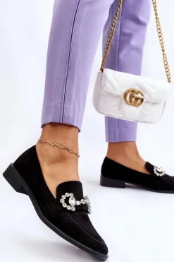 Eleganckie Zamszowe Mokasyny Czarne Aliya Damskie Mokasyny Damskie Zamszowe