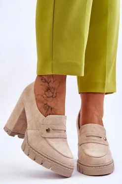 Czółenka Na Platformie|Czółenka Zamszowe>Buty damskie Vinceza Eleganckie Zamszowe Półbuty Na Obcasie Beżowe Mintore