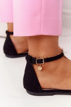 New Damskie buty S.Barski Eleganckie Zamszowe Sandały S.Barski 541-7 Czarne