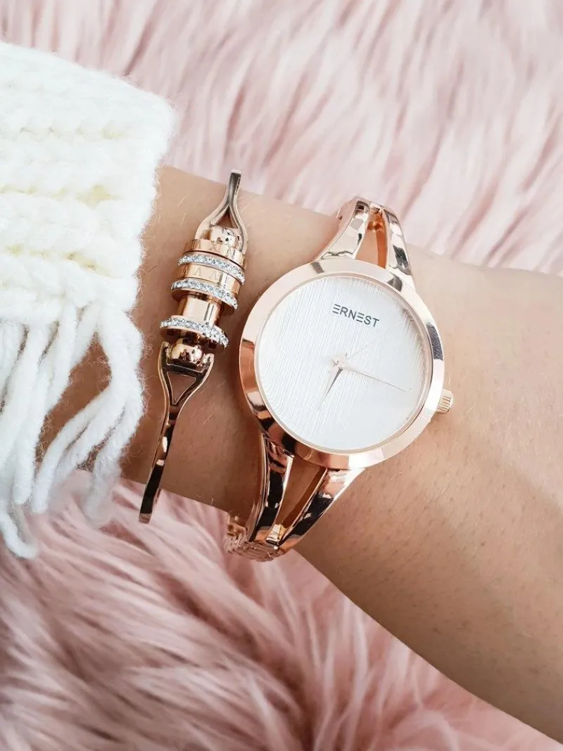 Sale Damski Zegarek na Bransolecie Różowe Złoto Classy Zegarki