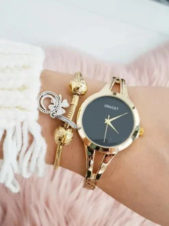 Outlet Ernest Złoty Damski Zegarek na Bransolecie Classy