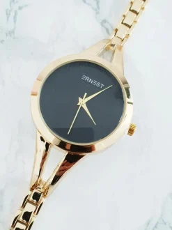 Outlet Ernest Złoty Damski Zegarek na Bransolecie Classy