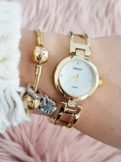 Zegarki>Ernest Złoty Damski Zegarek na Bransolecie Claus