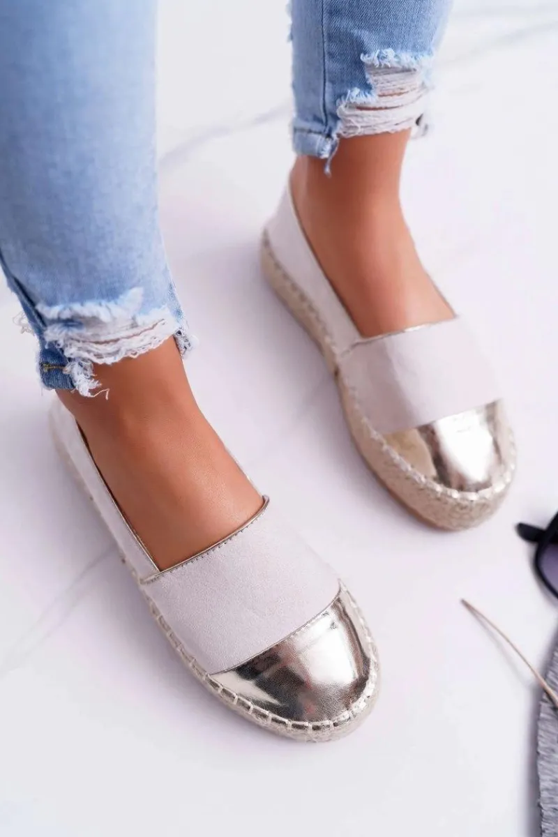 Czarne Espadryle>Boto Espadryle Damskie Beżowe Platforma Ringer