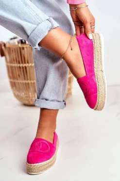 Outlet Espadryle Damskie Gruba Podeszwa Lniane Fuksja Febi Damskie Czarne Espadryle