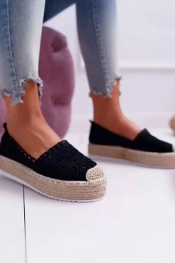 Czarne Espadryle></noscript>Boto Espadryle Damskie Koronkowe Czarne Lovely Haven