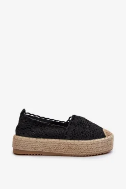 Best Espadryle Damskie Koronkowe Na Platformie Czarne Elarose Damskie Espadryle Na Platformie