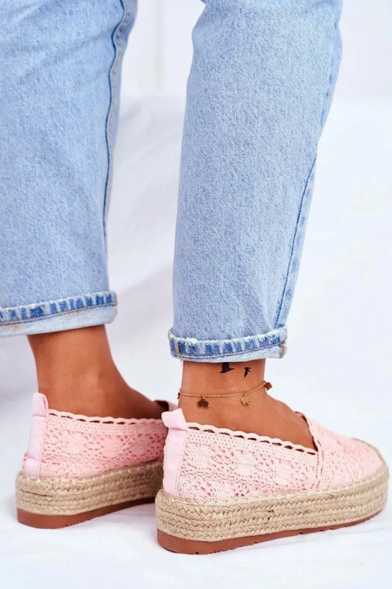 Hot Espadryle Damskie Koronkowe Różowe Platforma Desante Damskie Czarne Espadryle