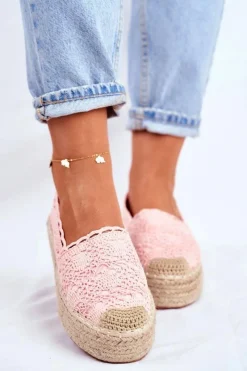 Hot Espadryle Damskie Koronkowe Różowe Platforma Desante Damskie Czarne Espadryle