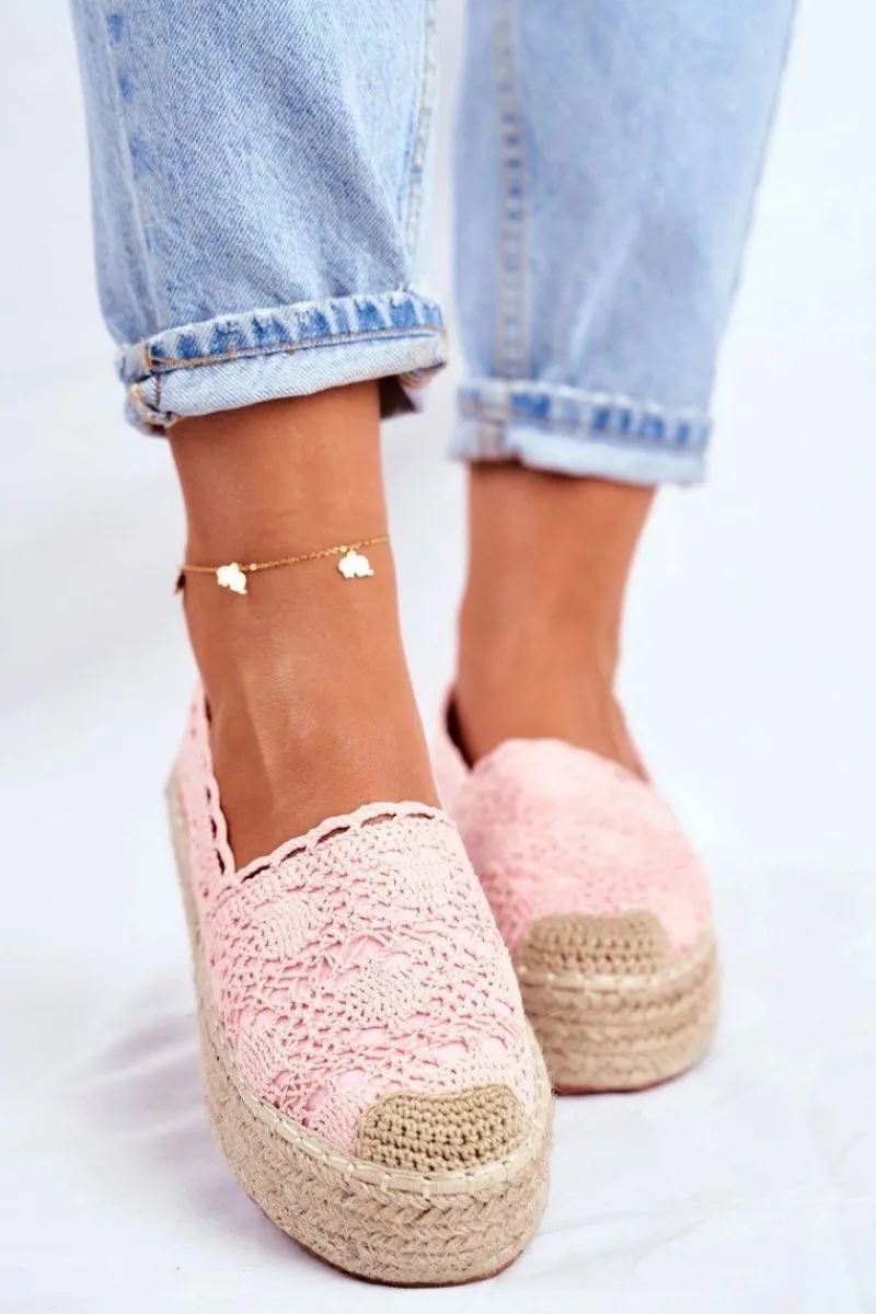 Hot Espadryle Damskie Koronkowe Różowe Platforma Desante Damskie Czarne Espadryle