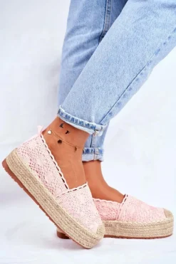 Hot Espadryle Damskie Koronkowe Różowe Platforma Desante Damskie Czarne Espadryle