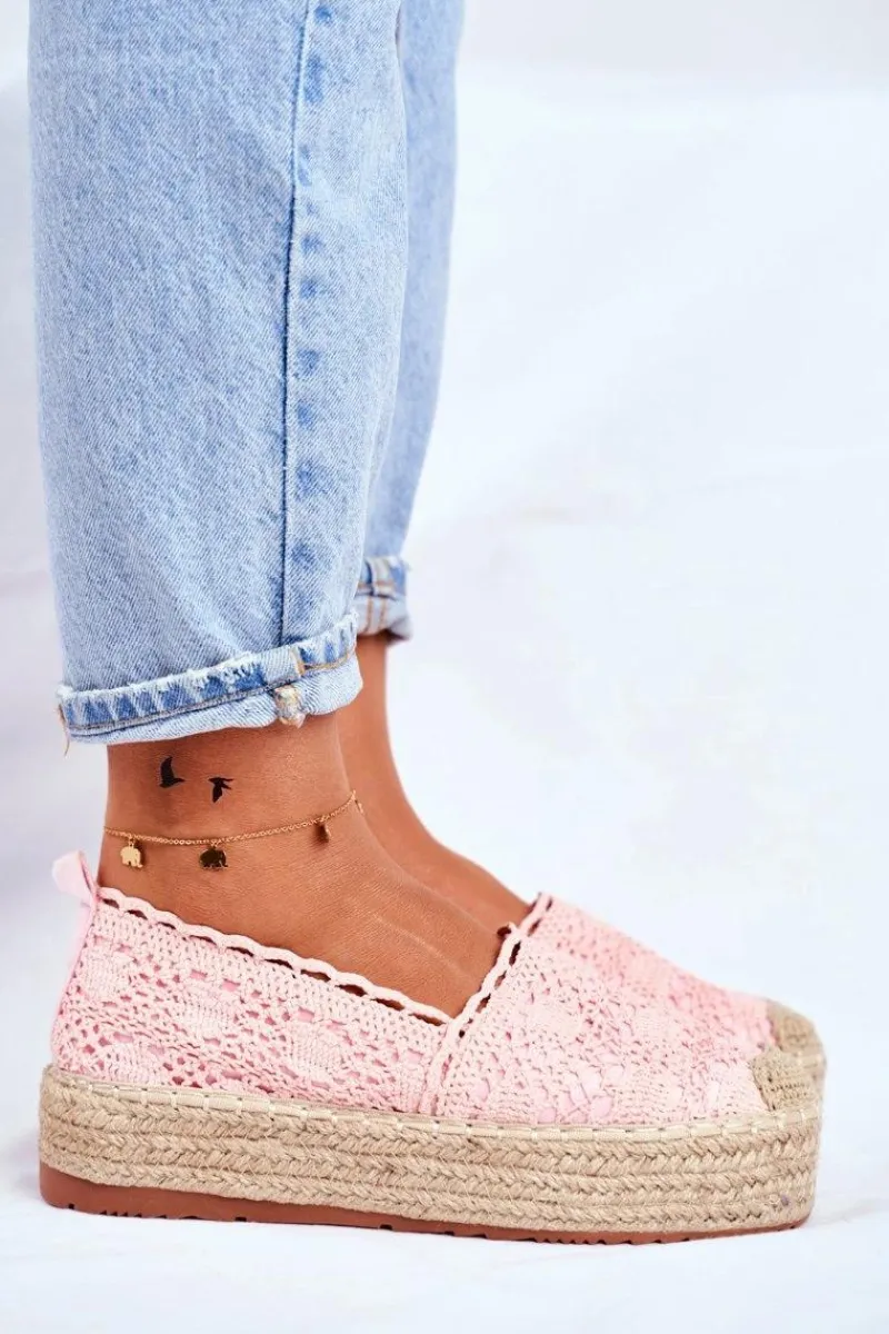 Hot Espadryle Damskie Koronkowe Różowe Platforma Desante Damskie Czarne Espadryle