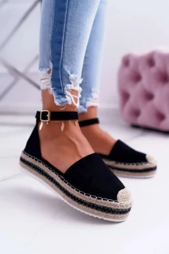 Discount Boto Espadryle Damskie Na Platformie Czarne Toca Toca
