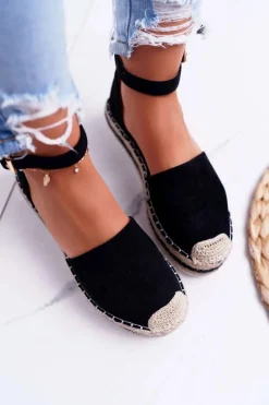 Discount Boto Espadryle Damskie Na Platformie Czarne Toca Toca