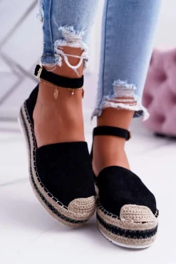 Discount Boto Espadryle Damskie Na Platformie Czarne Toca Toca